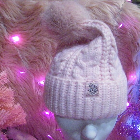 Victoria's Secret Cozy Cable-Knit Pom Beanie Ballerina Pink NWT - Picture 9 of 15